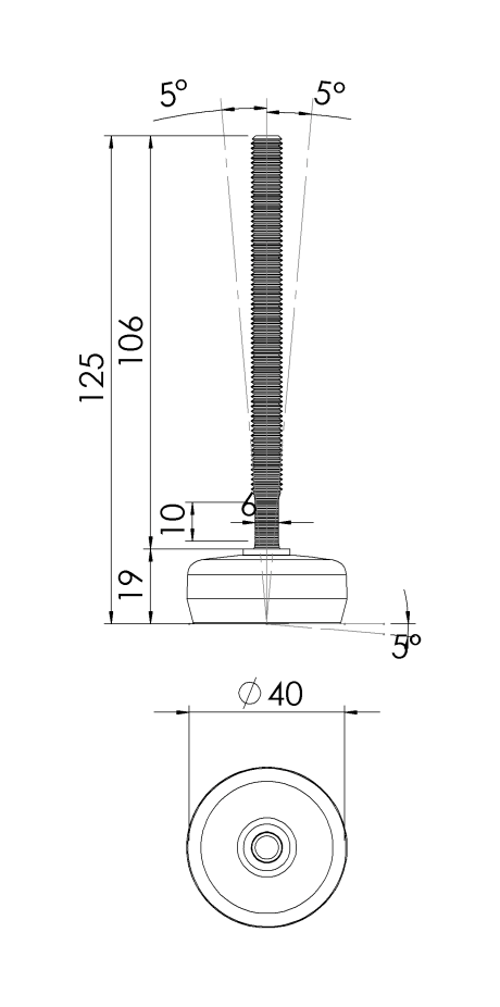 Pie de maquina Acero Inox M40-8-100