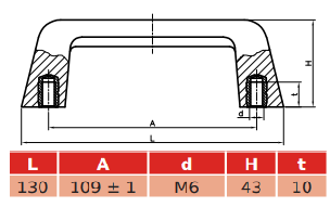 Asa resina negra casquillo roscado ED 130 RCC M6 N/130