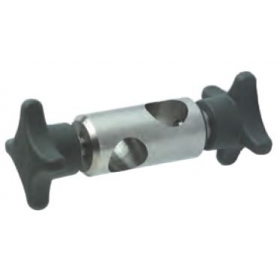 Mordaza en cruz en acero inoxidable para varilla redonda D1:14 mm., D2:14 mm., con pomo para ajuste rápido -Part. 661