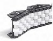 Guía de rodillos lateral snap-on, a: 42,3 mm. (2), para pletina de 40x8 mm.,  L=0,371 mt. (5 módulos) - Part. 580