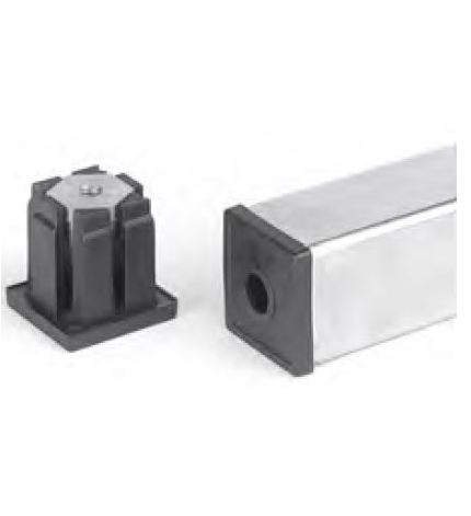 Tapón roscado para tubo cuadrado (cono en poliamida reforzada), M-8, diámetro ext.: 40x40 mm., grosor tubo: 1,5 mm. - Part. 592