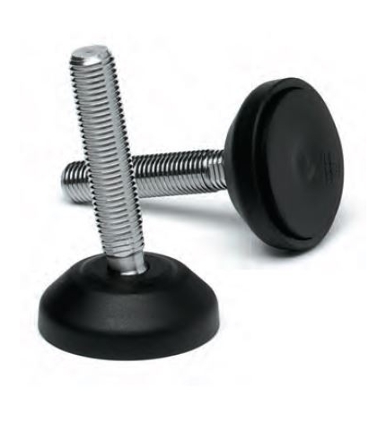 Pie regulable, base: 60 mm. en PA FV, M-16, espárrago en ac. inox. (tipo: 1a), L=100 mm. - Part. 098