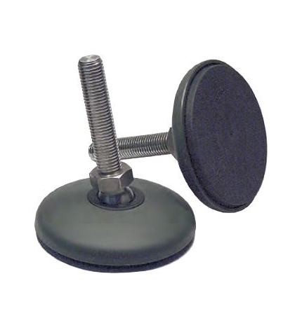 Pie regulable, base: 120 mm. en PP FV, M-16, espárrago en ac. inox. (tipo: 1a), L=125 mm. - Part. 628