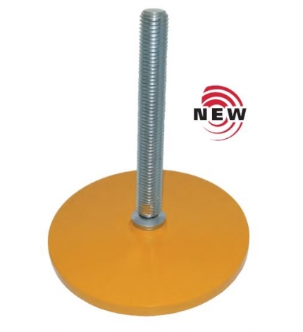 Pie regulable base 158 mm, en acero pintado amarillo, M-24 esparrago acero cincado, L=135 mm- Part 408