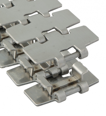 SSC8811 TAB K450 - Cadena de charnela curva TAB  en ac.inox. de la serie 8811,  ancho de platillo: 114,3 mm., paso: 38,1 mm. 