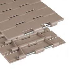 LF821-K1000 - Cadena de charnela recta de doble bisagra, en poliacetal color marrón, ancho de platillo: 254 mm., paso: 38,1 mm.