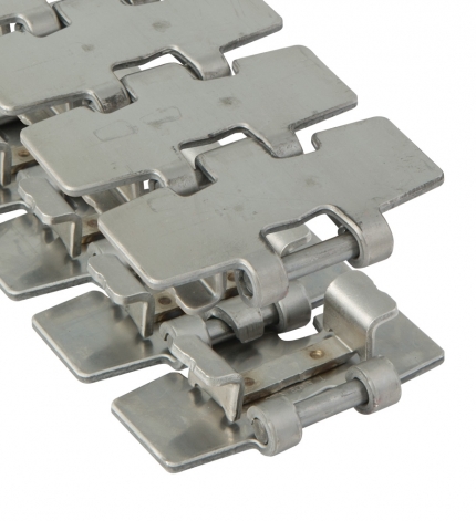 SSR8811 TAB BO-K325, Cadena de charnela curva en ac.inox. especial al cromo-níquel  tipo tab de radio pequeño, ancho de platillo: 82,5 mm., paso: 38,1 mm.